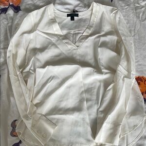 Elegant Cream V-Neck Blouse